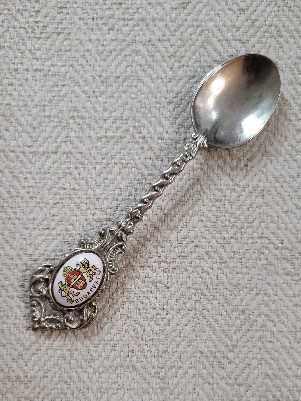 Budapest Crest Decorative Collectible Spoon - Silver Tone with Enamel